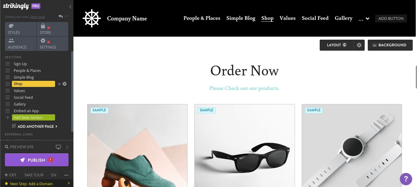 null Endless features to choose from on Strikingly to add to the website easily